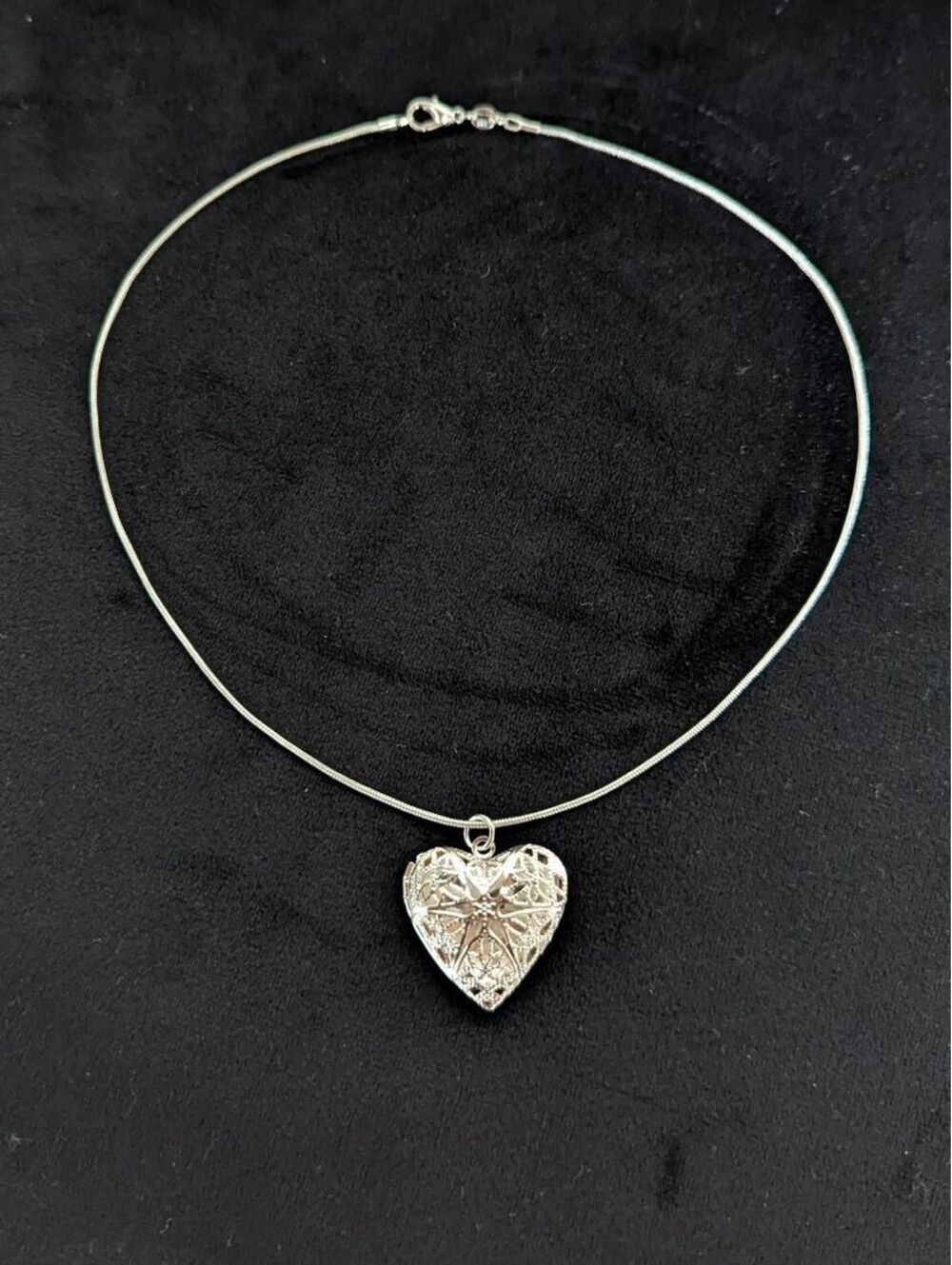 Sterling Silver 925 Heart Locket Necklace Pendant Valentine's Anniversary Mom
